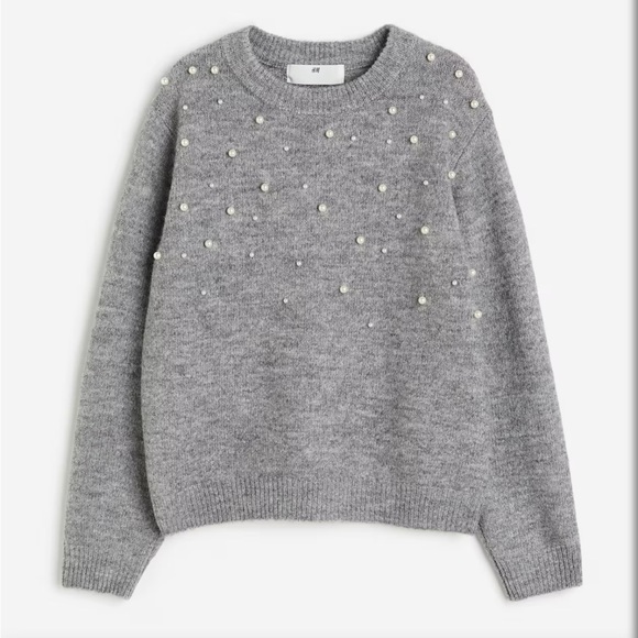 H&M Other - H&M Gray Sweater with Pearl Details
